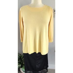 Joseph A. Yellow Tunic Sweater Keyhole Spring Summer Soft Womens Sz XL Pre-owned